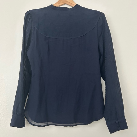 Juliette Longuet 100% silk navy blouse L - Picture 4 of 5